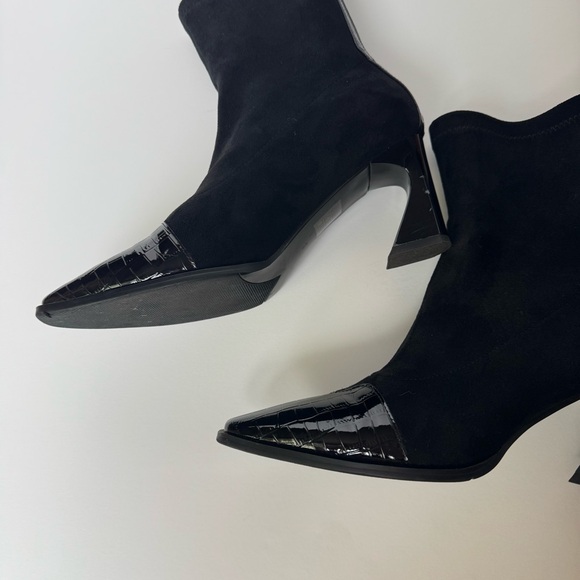 Bronx Suede Ankle Boots with Squate Toe and Croc Details - Size 9 - Picture 5 of 7